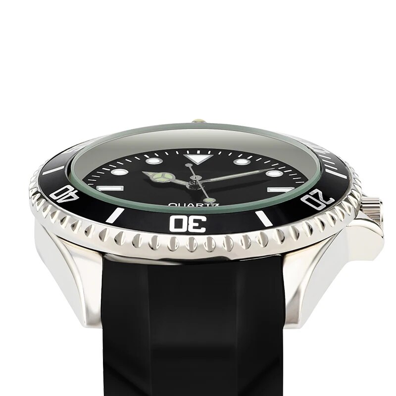 Suede Strap Watch - Mouvement japonais sans logo, lunette rotative