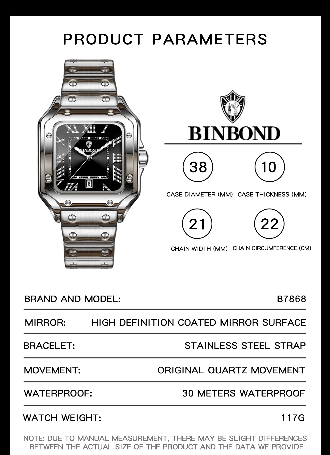 BINBOND Nouve Montre à Quartz  - Cartier Watch Tank avis et prix